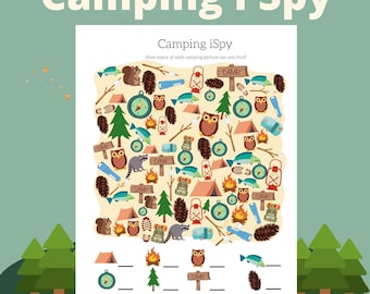 J'espionne le jeu, printemps imprimable, activités de camping, activités pour les enfants, été imprimable, imprimable j'espionne, jeux de camping pour les enfants,