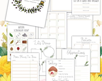 Kids Nature Journal, Nature Activities for Kids, Nature Scavenger Hunt, Earth Day Activity for Kids, Environment, Spring, Instant Download,
