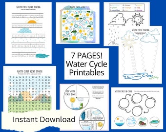 Water Cycle Printable Activity For Kids, Water Cycle Unit Study, Printables for Kids, Science printables, Science worksheets,