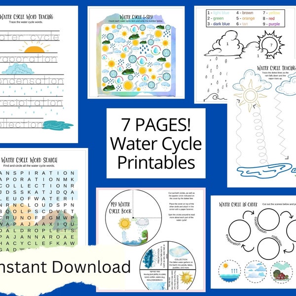 Water Cycle Printable Activity For Kids, Water Cycle Unit Study, Printables for Kids, Science printables, Science worksheets,