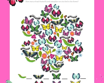 I SPY Game, Butterfly imprimable, Spring Printable, Summer imprimable, Activités pour enfants, Printable I Spy, Activités papillon pour les enfants,
