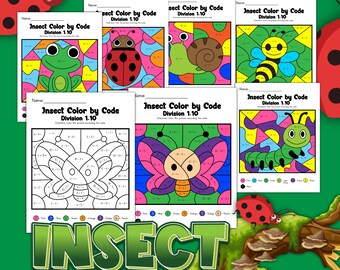 Page de coloriage imprimable couleur par numéro d'insecte