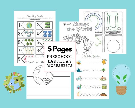 Earth Day Printable Preschool Printable Worksheets - Etsy