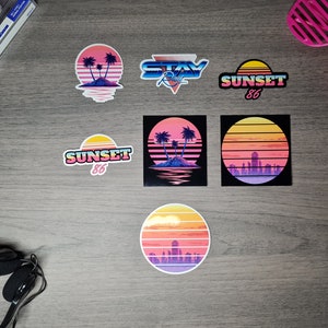 Sunset 86 - Synthwave/Retrowave Sticker Collection