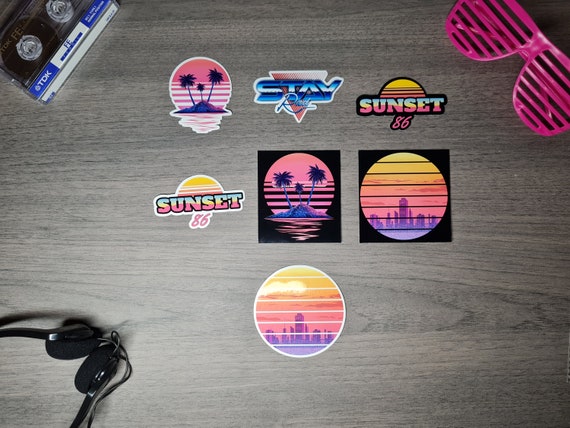 Sunset 86 - Synthwave/Retrowave Sticker Collection
