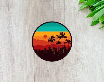 Sunset 86 - Palm Beach Retrowave/Synthwave Sticker