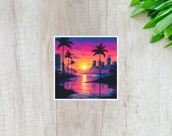 Sunset 86 - Adesivo Retrowave/Synthwave Palm Lake Sunset