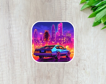Sunset 86 - Adesivo Retrowave/Synthwave per auto da città