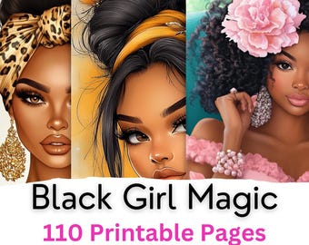 Black Women Junk Journal, African American, Junk Journal Kit, Digital Papers, Printable Ephemera, Digital Journal Kit, Black Woman Journal