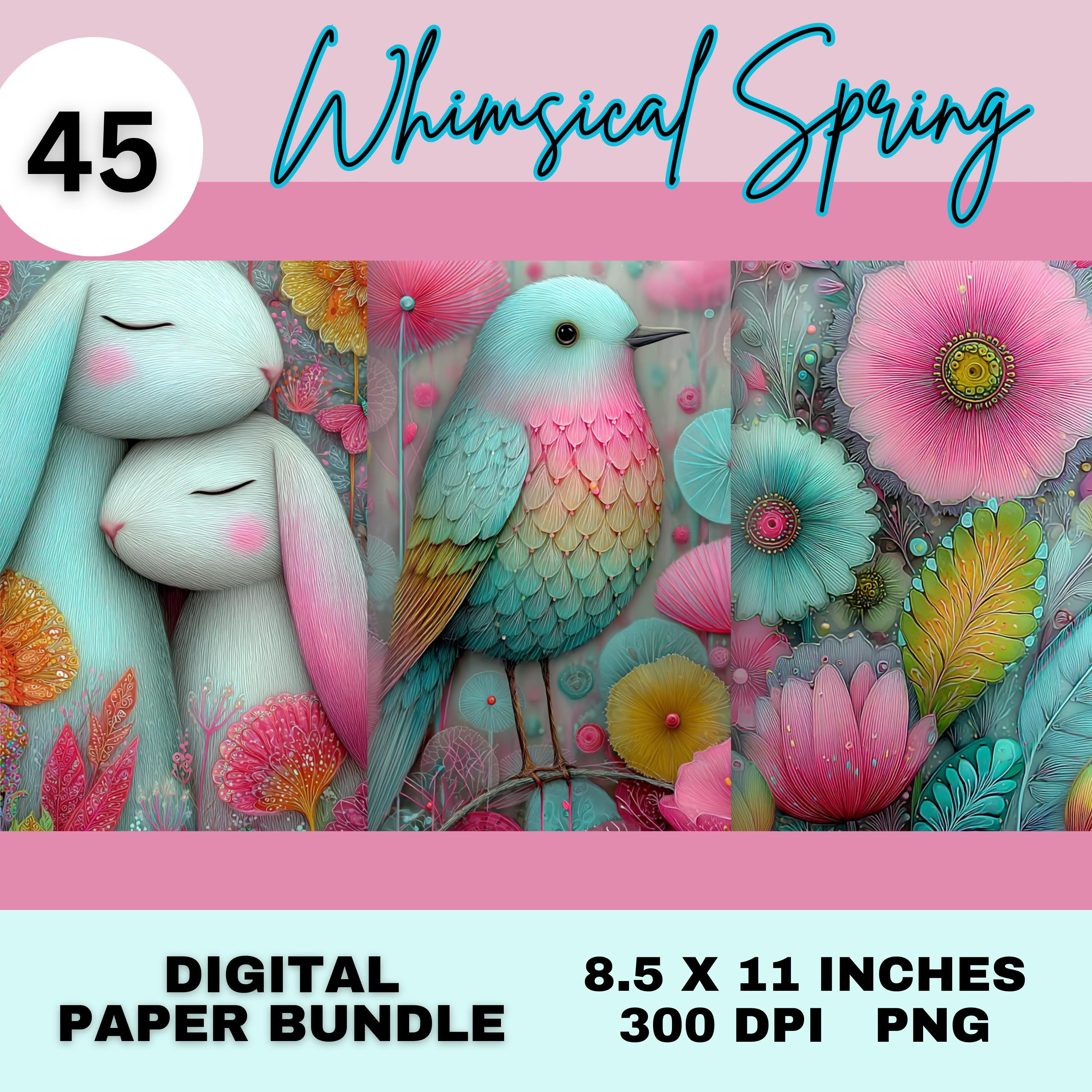 Whimsical Junk Journal Printable Pages, Turquoise and Pink Digital ...