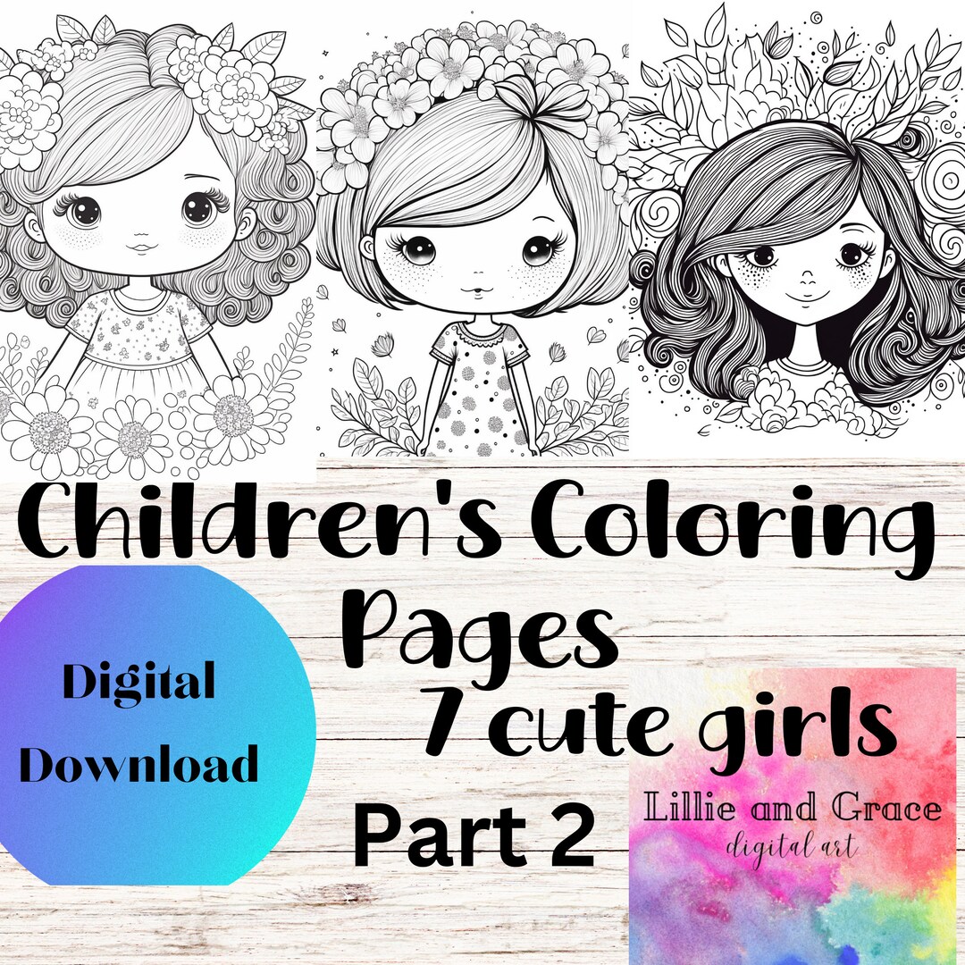 Cute Girls Vol.2 Coloring Pages (Instant Download) 