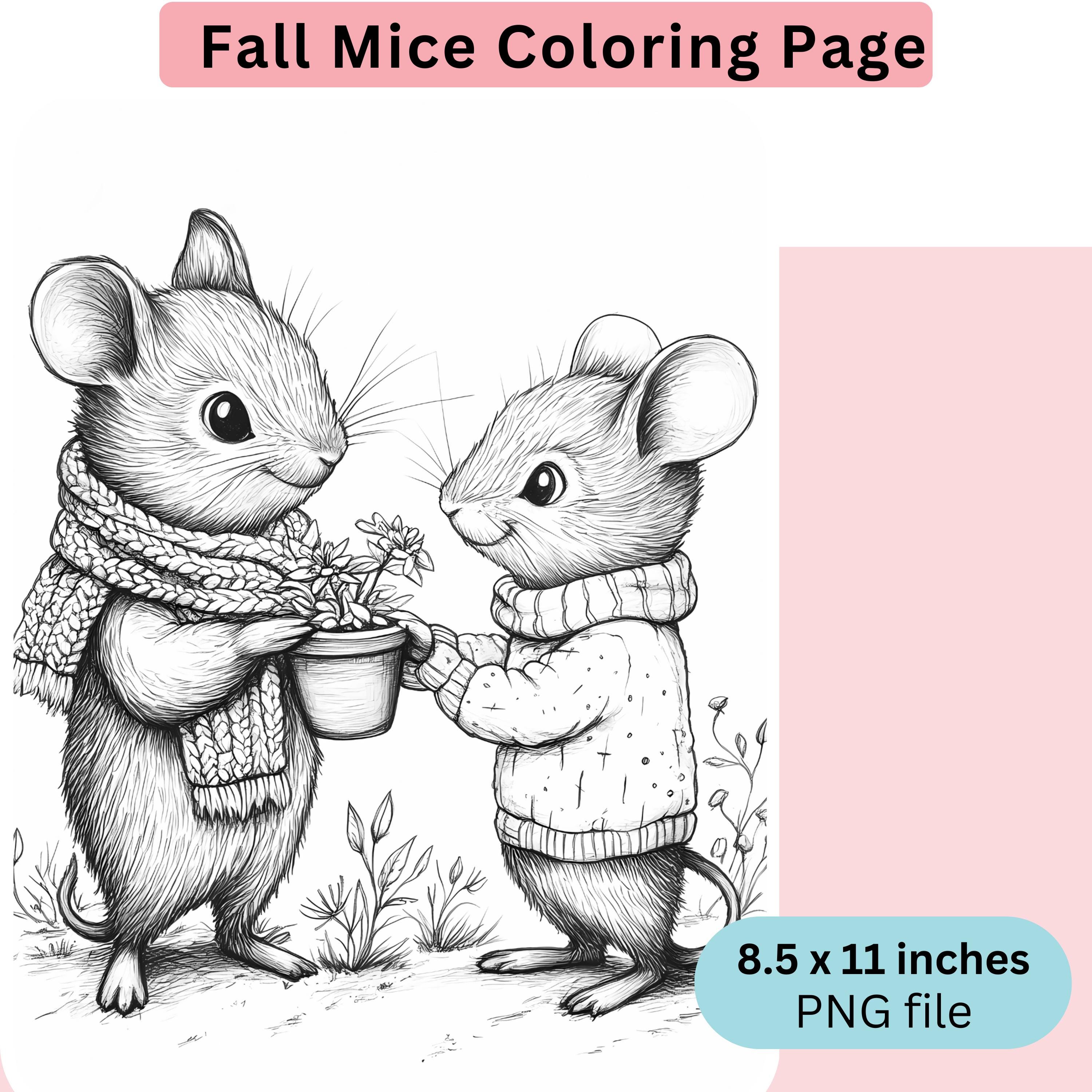 Cute Mice Coloring Page for Adults, Grayscale Coloring Page, Instant  Download, PNG, 8.5 X 11 Inches, Animal Coloring, Mouse Art - Etsy New  Zealand, image size:3000x3000