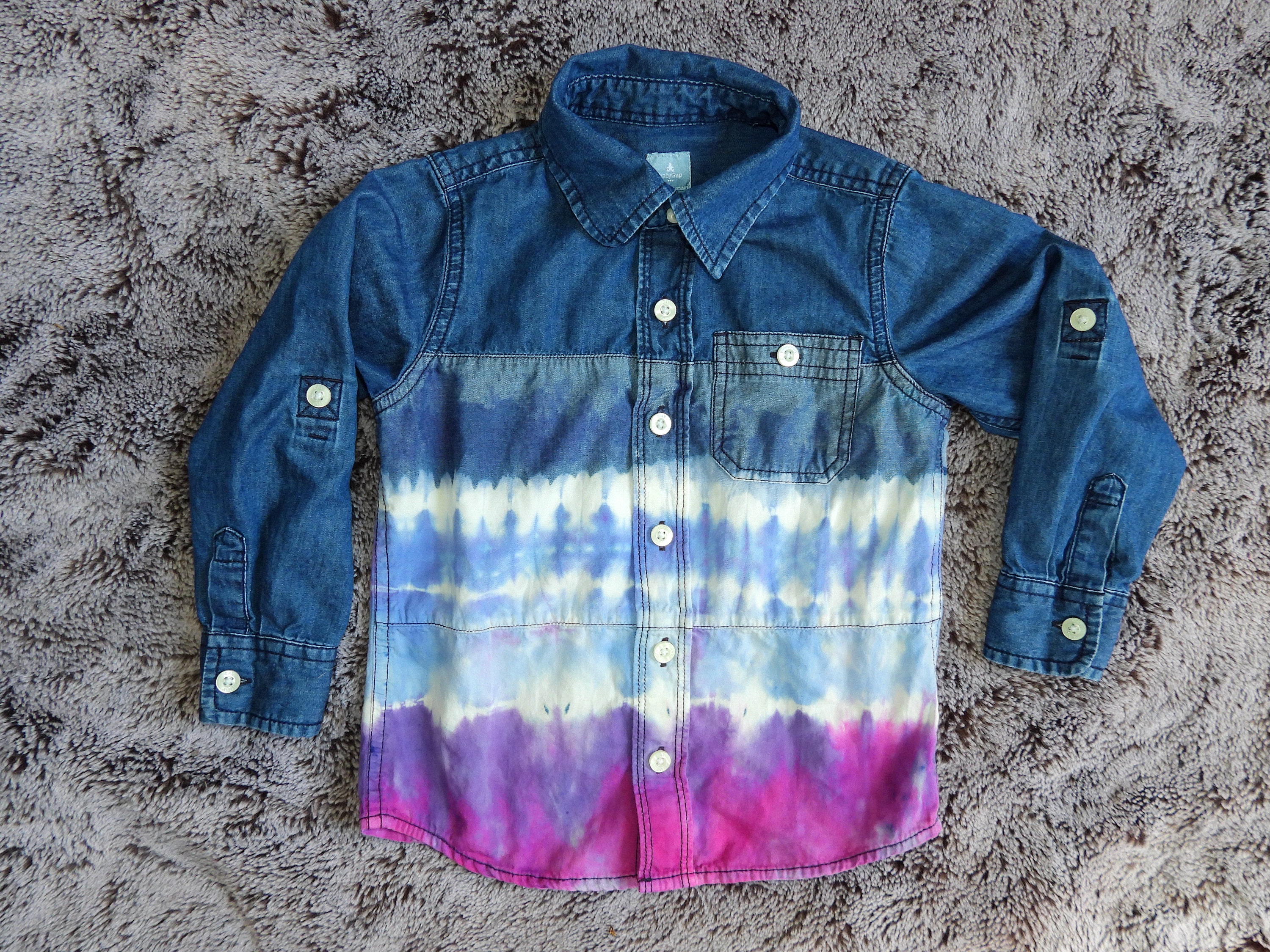 4T Blue Pink and White Gap Denim Button 