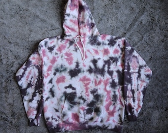 Sudadera con capucha Teñida con Corbata Rosa Polvorienta y Negro para Adultos - Sudadera con capucha Unisex - Tie Dye - Sudadera con capucha para adultos - Hombre o Mujer