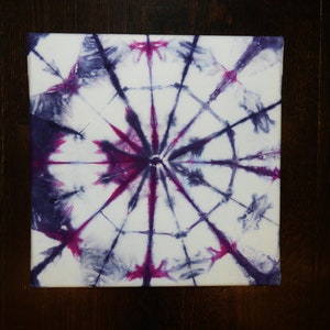Blue and Purple Fabric Canvas Wall Art - Tie Dye Art