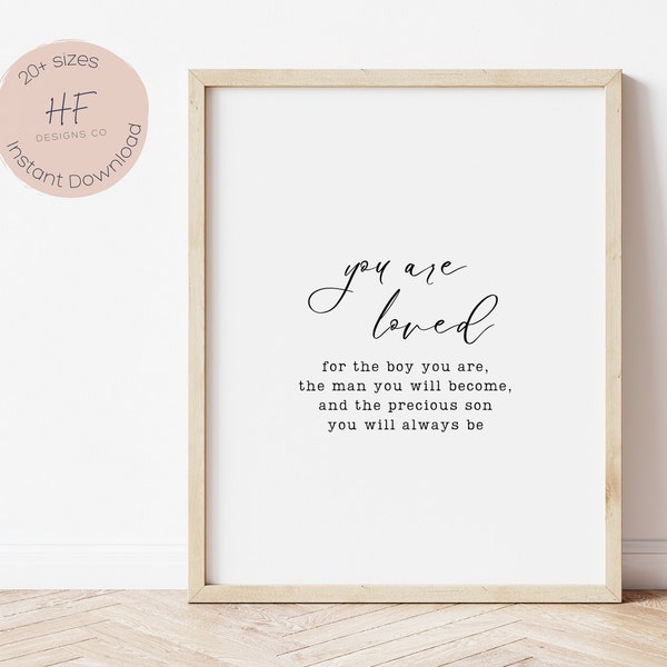 Nursery Quote Print Boy, You Are Loved Printable, Baby Boy Nursery Decor, Boy Room Wall Art, Gift for Baby Shower Boy, Minimalist Nursery