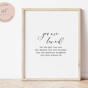 Nursery Quote Print Girl, You Are Loved Printable, Baby Girl Nursery Decor, Girl Room Wall Art, Gift for Baby Shower Girl, Minimalist Quote