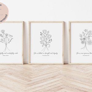 Christian Flower Nursery Decor, Girl Nursery Bible Verse, Baby Girl ...