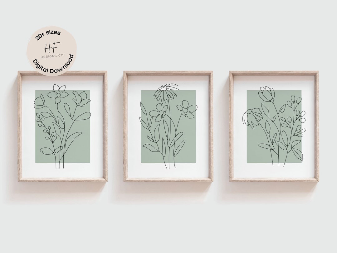 Sage Green Floral Nursery Wall Art Prints Set of 3, Girl Nursery Decor ...