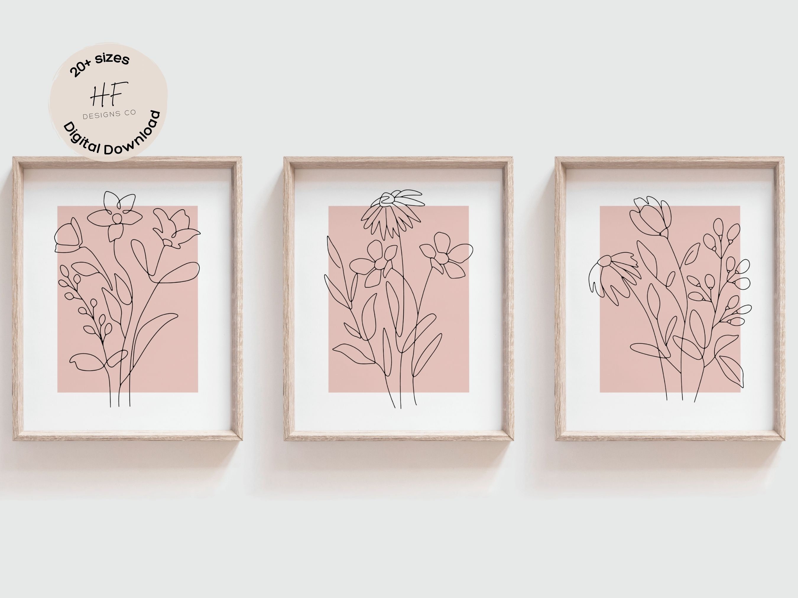 Blush Pink Floral Nursery Wall Art Prints Set of 3, Girl Nursery Decor ...