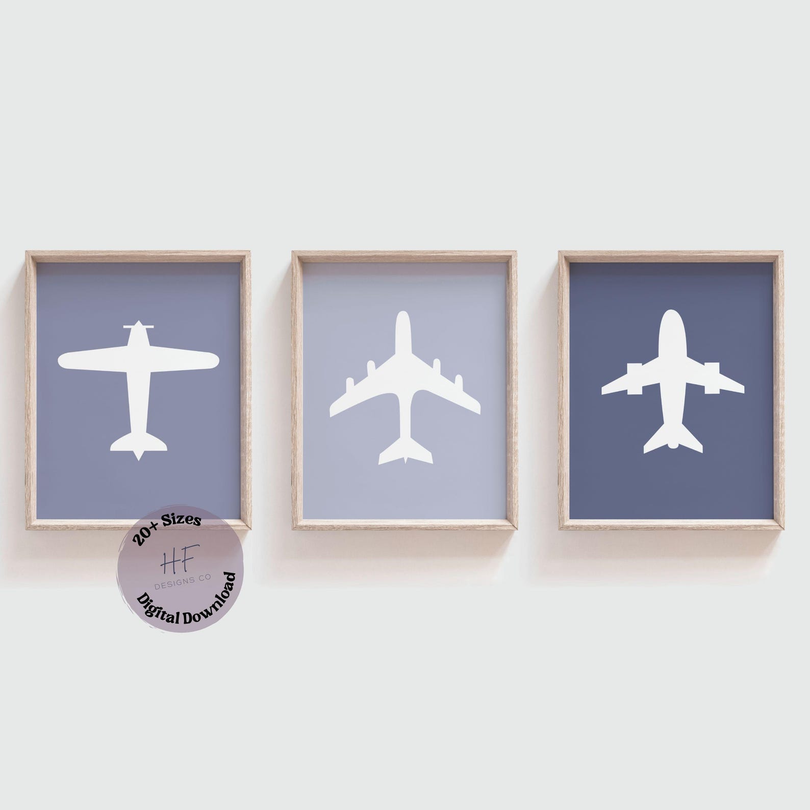 Airplane Nursery Wall Art, Set of 3, Dusty Purple Nursery Decor Girl ...
