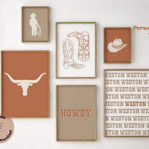 Cowboy Nursery Prints, Set of 6 Gallery Wall Art, Farmhouse Nursery Decor, Western Room Decor, Rustic Nursery, Rodeo Baby Printable Wall Art