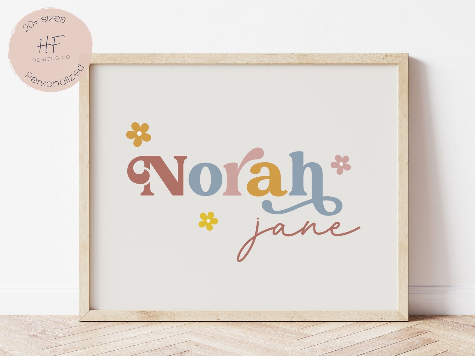 Retro Rainbow Name Print Baby Name Poster Personalized Etsy