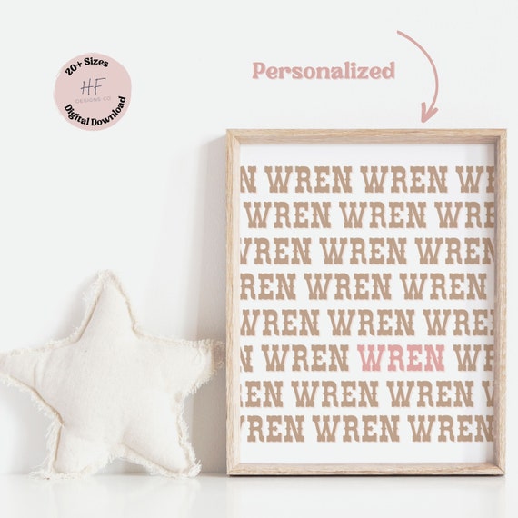 Cowgirl Western Nursery Name Print, Blush Pink Rustic Nursery Decor, Western Girl Room Decor, Rodeo Baby Printable Art