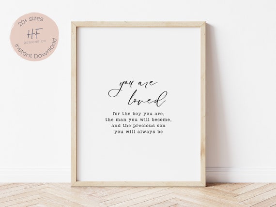 Nursery Quote Print Boy, You Are Loved Printable, Baby Boy Nursery Decor, Boy Room Wall Art, Gift for Baby Shower Boy, Minimalist Nursery