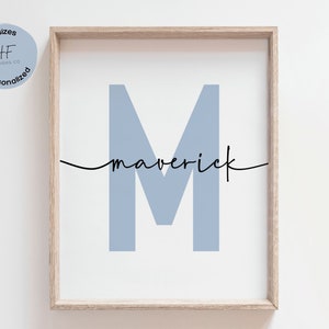 Nombre inicial personalizado imprimible, nueva impresión de nacimiento de bebé, guardería imprimible, impresión de letras personalizadas, arte de pared para niños, nombre monograma imprimible