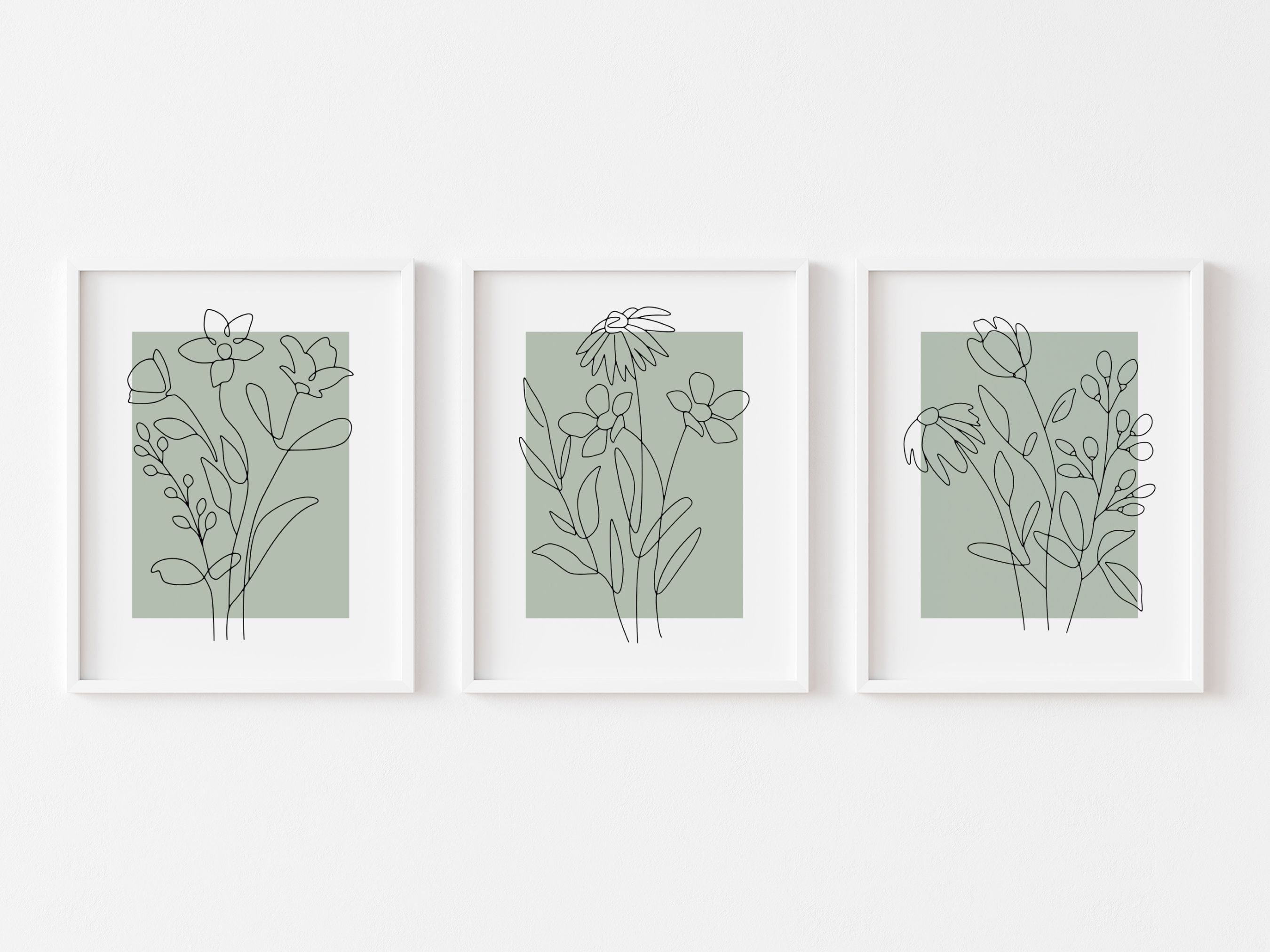 Sage Green Floral Nursery Wall Art Prints Set of 3, Girl Nursery Decor ...