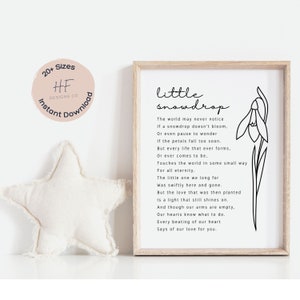 Miscarriage gift for mom or dad, Baby loss poem, Child loss remembrance, Miscarry Gift, Sympathy gift for miscarriage, Little Snowdrop Poem