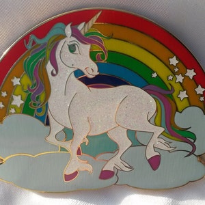 Glitzer-Einhorn über Wolke mit Regenbogen LE250 Jumbo fairy-tale-pins Glitzer-Pin