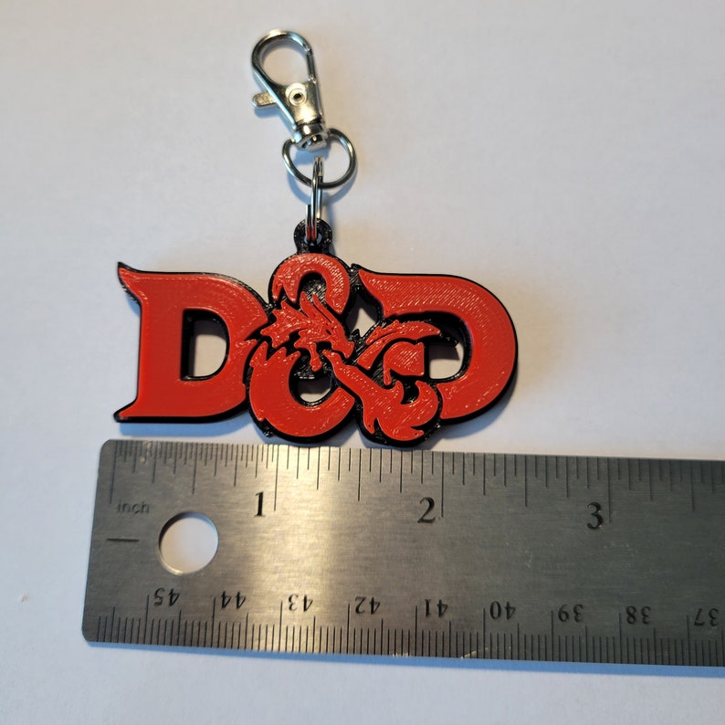 Handcrafted 3D Printed Dungeons and Dragons Keychain - Black and Red - Etsy