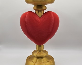 Romantic Valentine's Day Heart Candelabra - Gold and Red PLA Candle Holder