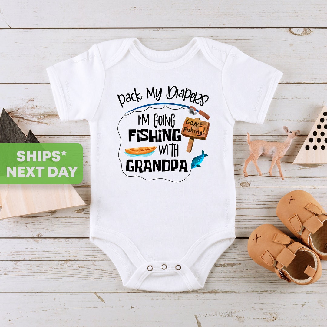 Pack My Diapers I Am Going Fishing With Grandpa Onesie®, Dirty Diapers  Onesie®, Grandpa Onesie®, Diaper Baby Bodysuit, Fishing Onesie® 