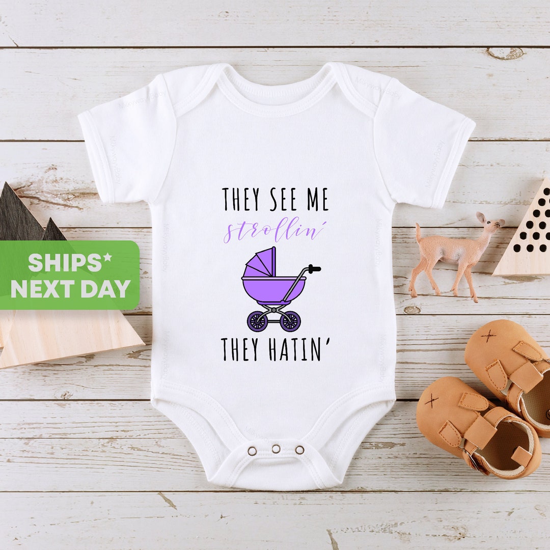Funny Sayings Baby Clothes, Funny Baby Onesie®, They See Me Strollin' Baby Onesie®, Baby Shower