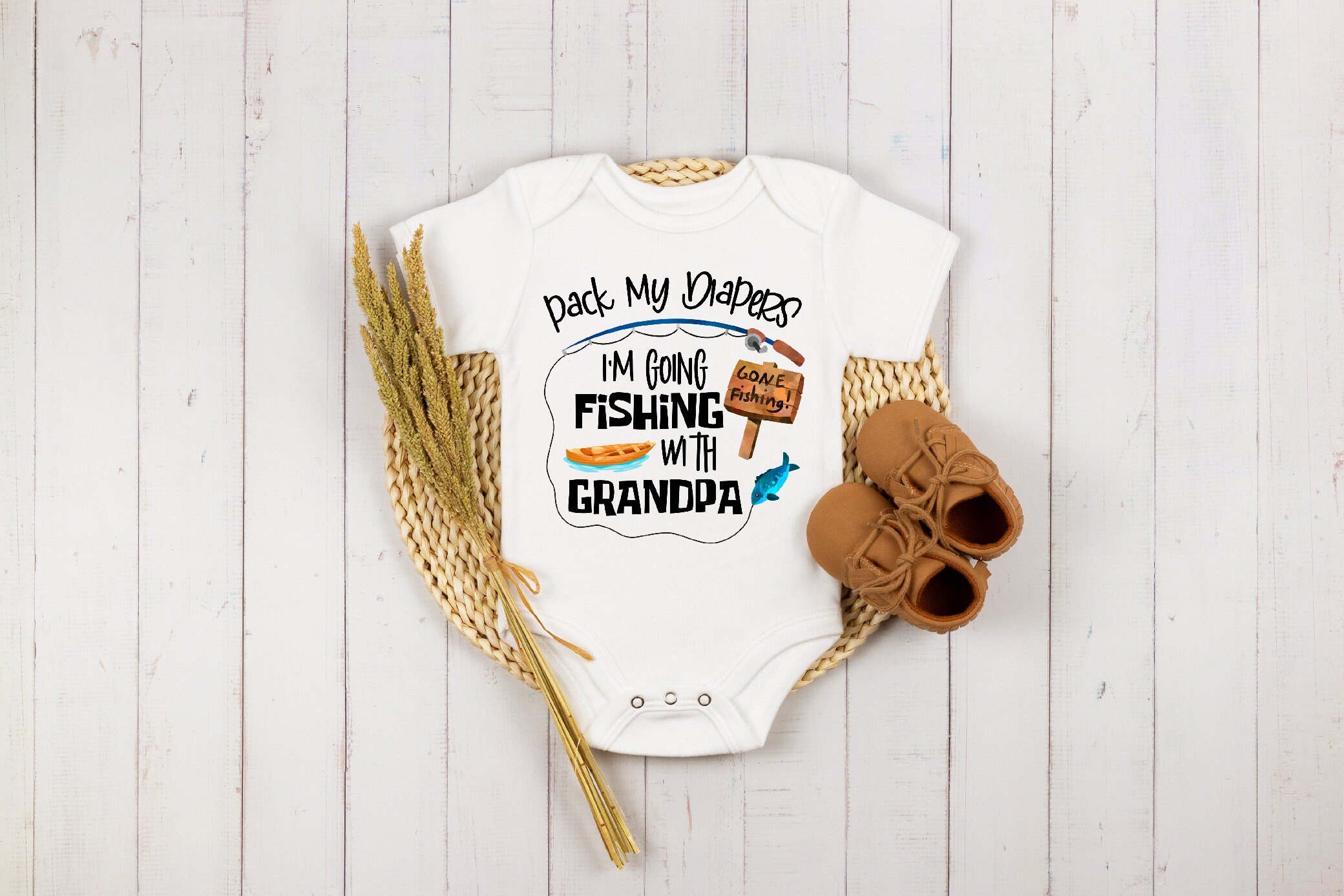 Buy Pack My Diapers I Am Going Fishing With Grandpa Kids Shirt