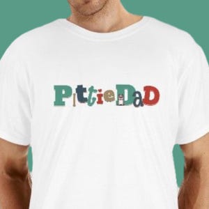 Pitbull Bulldog Fathers Day T-Shirt Text Cartoon Pittie Dog Lover Tee, Gift for Dad, Funny dad joke Cotton T Shirt Dog Dad Tshirt for Him