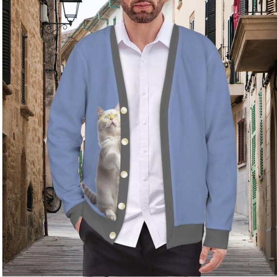 Aesthetic Grandad Cardigan Men's Brown Vintage Grandpa