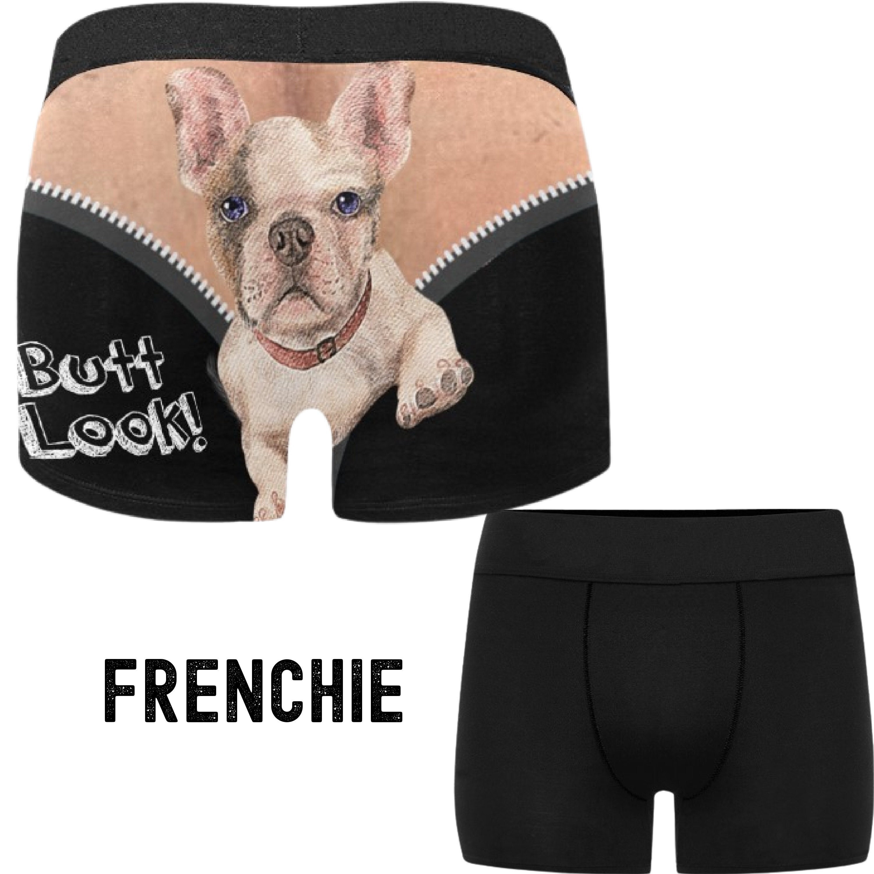 Men's Boxer Briefs French Bulldog Puppy Dog Male Underwear Small Dog at  Rear Inside Fake Zipper With Fake Butt Funny Cute Pet Undergarments 