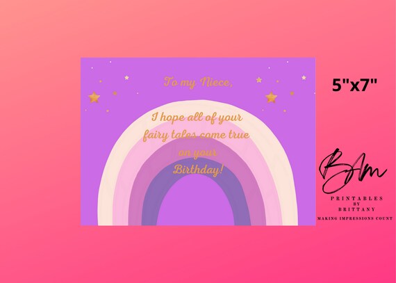 happy birthday to my niece printable postcard free e card etsy