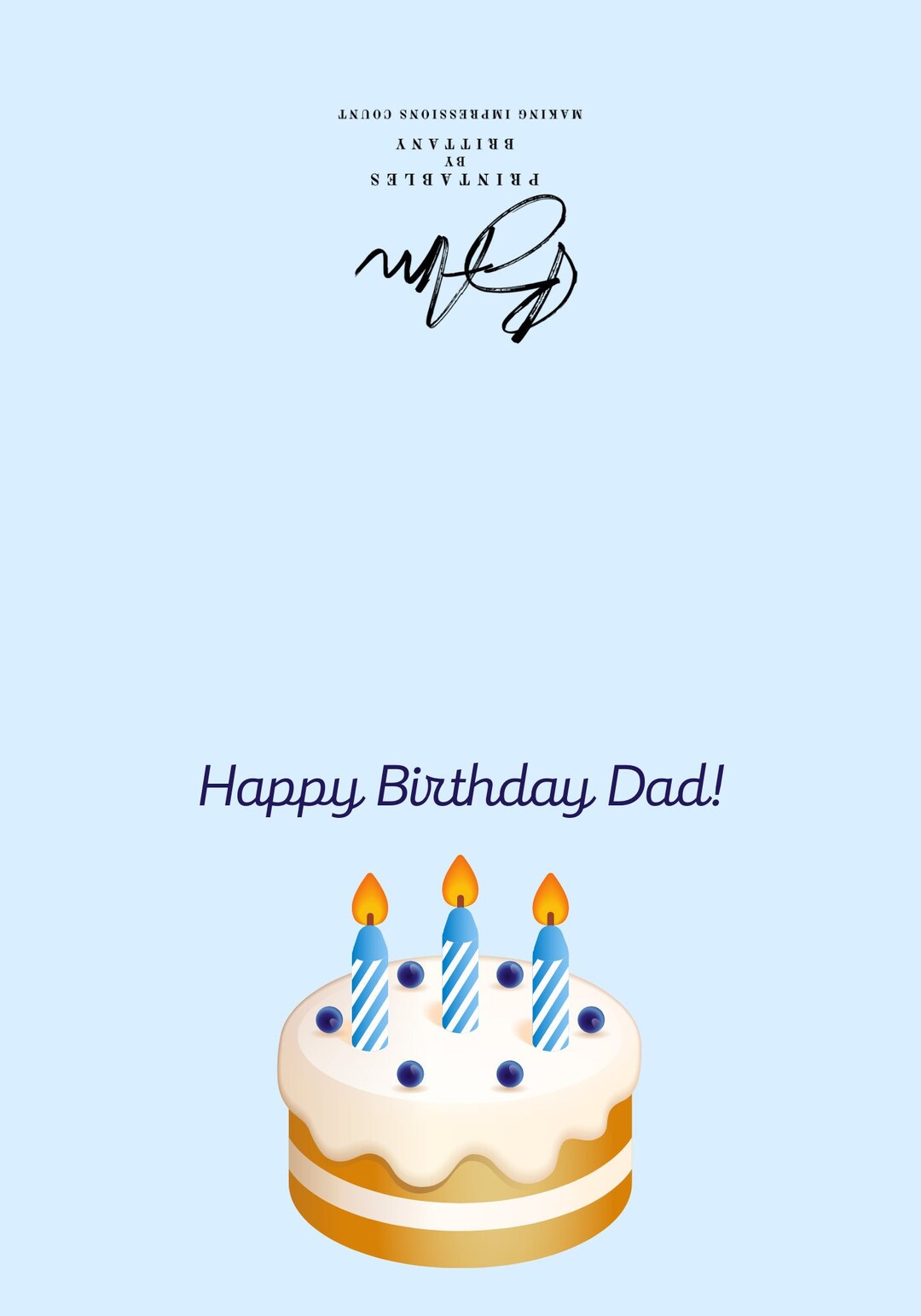 Happy Birthday Dad Printable Card Etsy