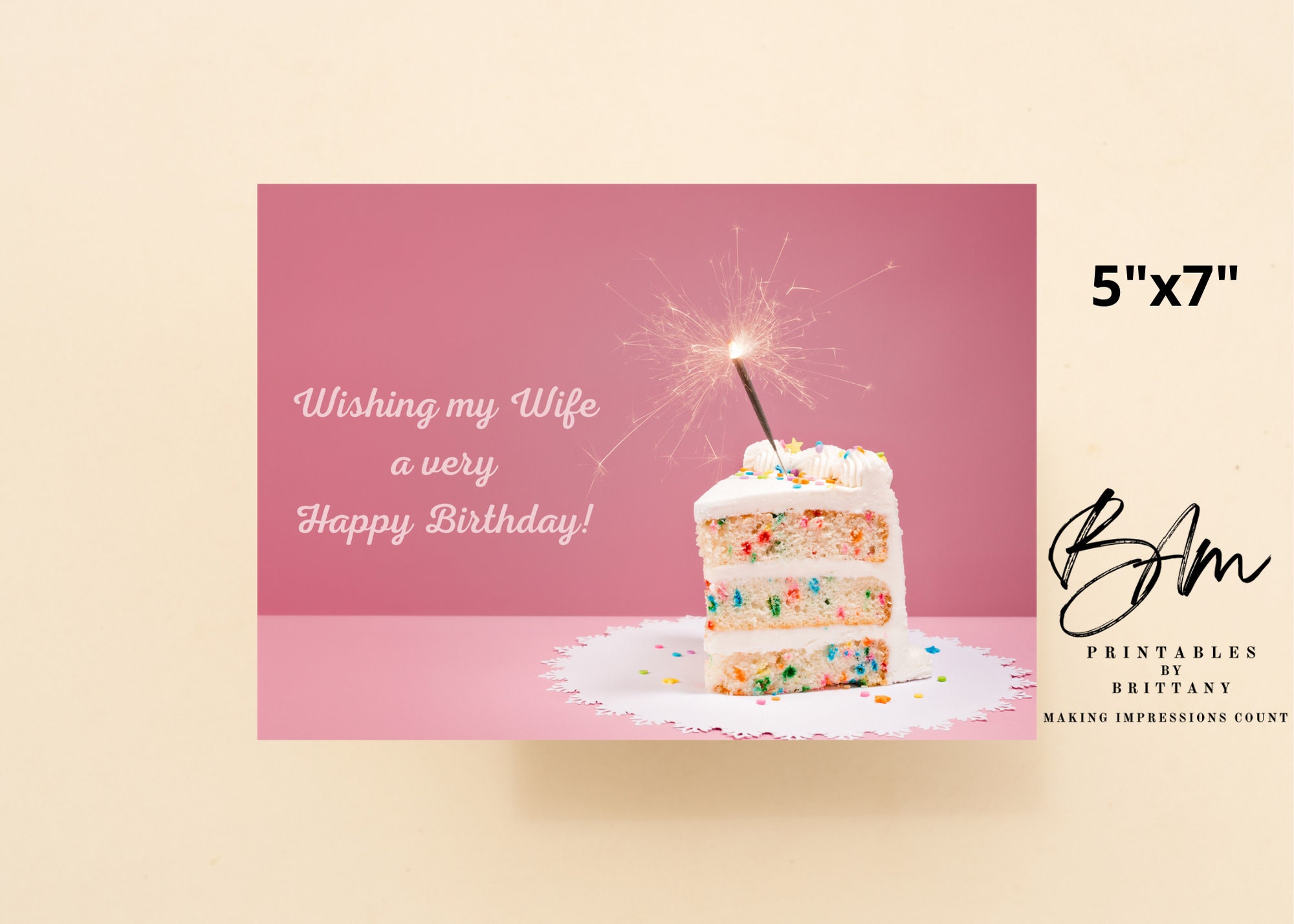 Happy Birthday to My Wife Printable Postcard or Ecard - Etsy