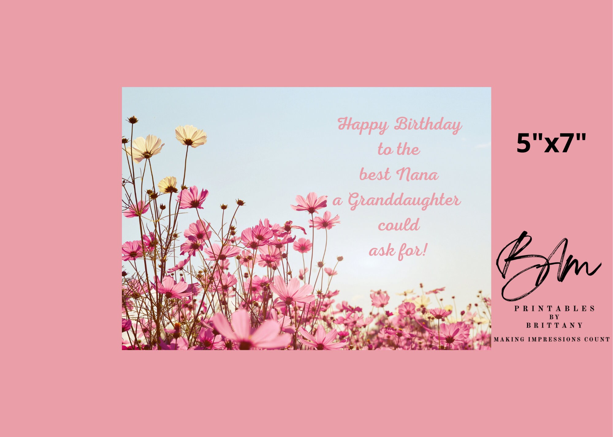 Happy Birthday Granddaughter From Nana Happy Birthday Nana From Granddaughter Printable Postcard - Etsy