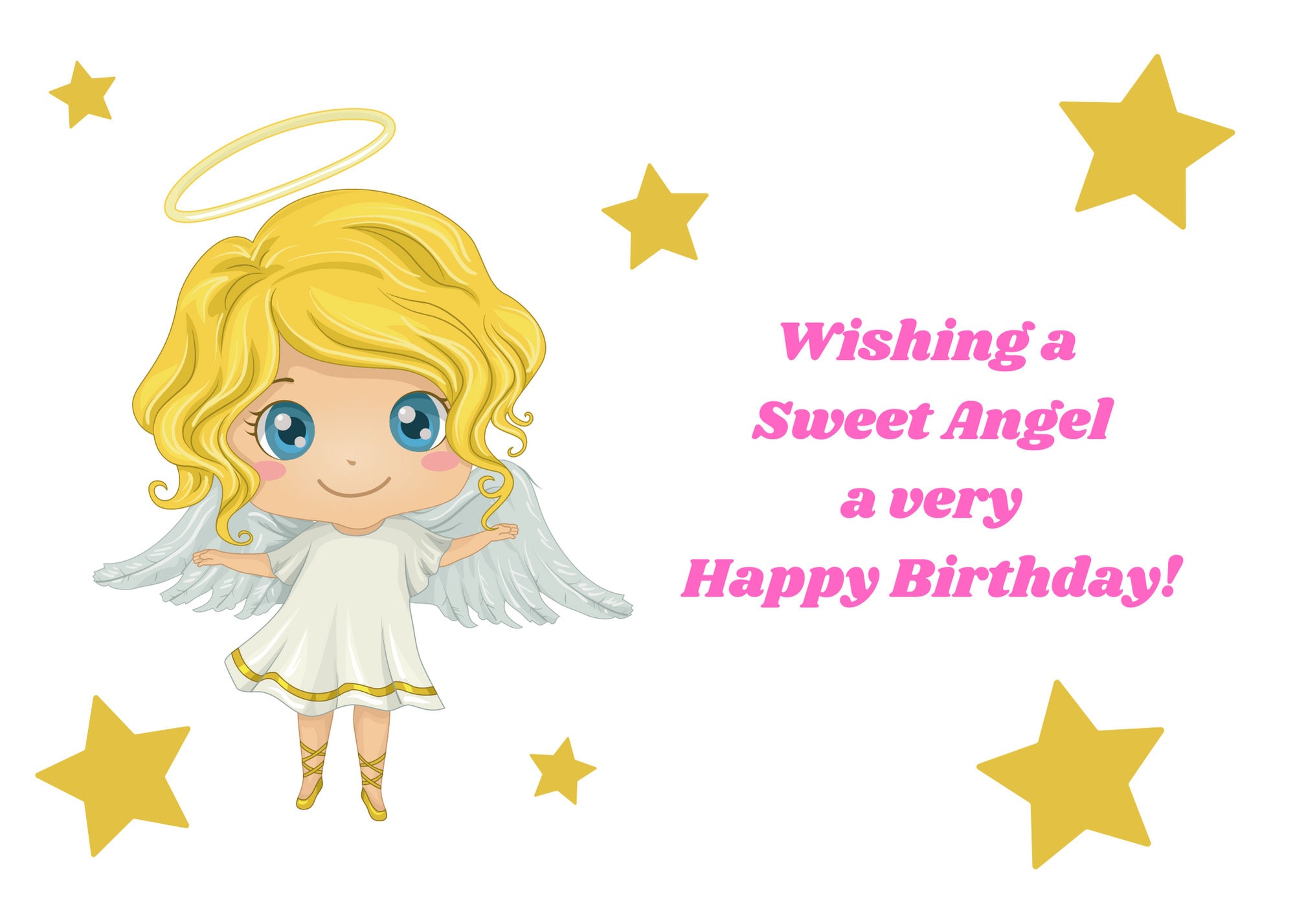 Happy Birthday Sweet Angel Printable Postcard Free Ecard Etsy