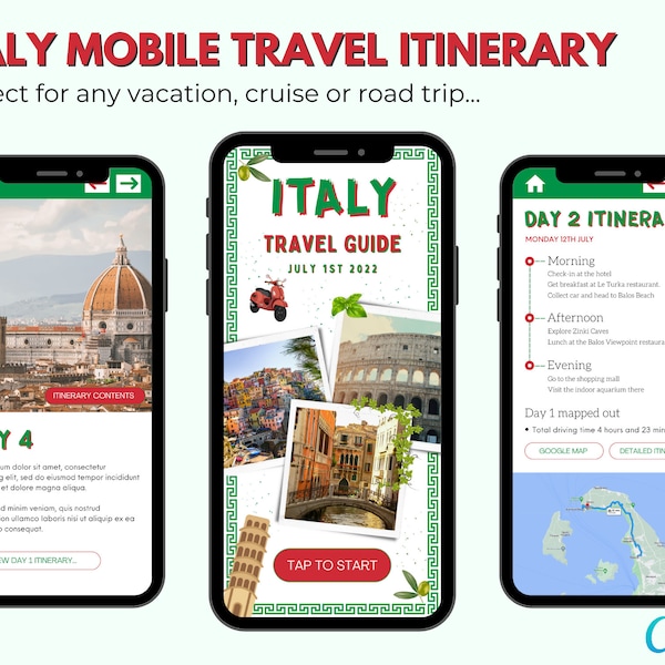 Italy Itinerary Template - Etsy