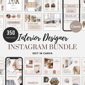 Interior Design Instagram Templates, Home Interior Designer Moodboard, Interior Designers Posts & Stories, IG Minimalist Canva Templates