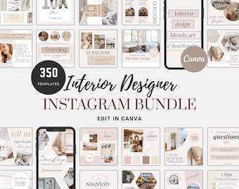 Interior Design Instagram Templates, Home Interior Designer Moodboard, Interior Designers Posts & Stories, IG Minimalist Canva Templates