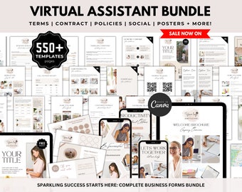 Virtual Assistant Template Bundle, Virtual Assistant Social Media, VA Branding Kit, VA Portfolio Template, VA Marketing Contract & Policies